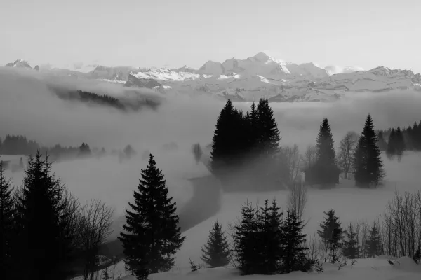 Vue sur le Mont Blanc à Praz de Lys Sommand