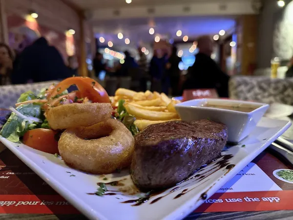 assiette steak salade frites onnion rings