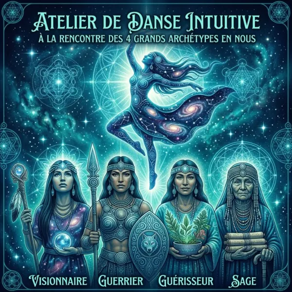 Stage de Danse Intuitive  «A la rencontre des 4 grands archétypes en nous : Visionnaire, Guerrier, Guérisseur et Sage»