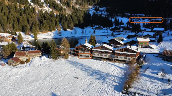 Vue chalet hiver