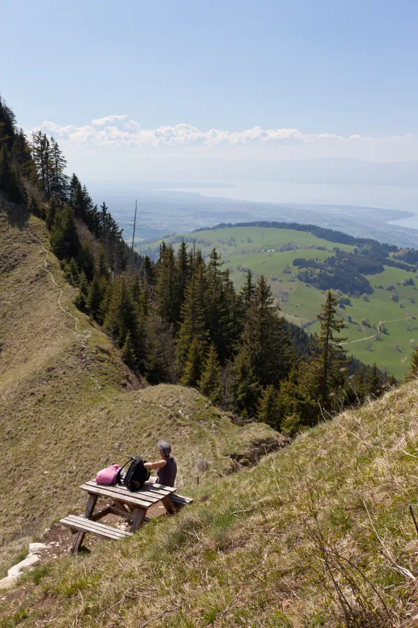Vue sur Thollon et Léman depuis Col de Pertuis