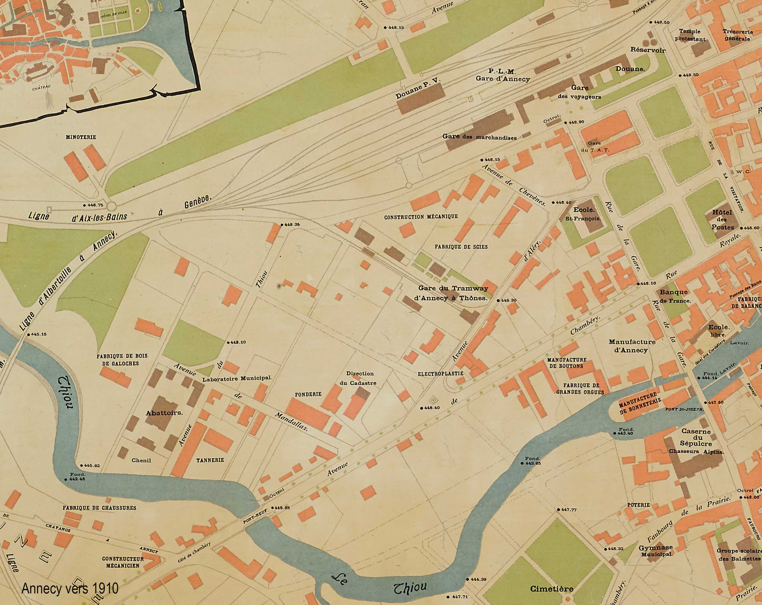 plan montrant l'abattoir vers 1910