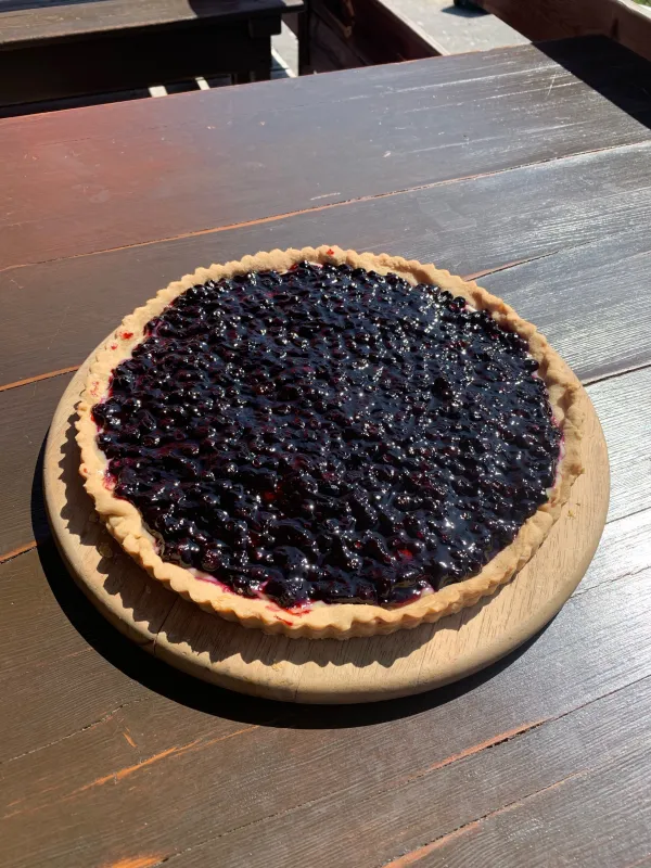 Tarte aux myrtilles au restaurant d'altitude La Duche