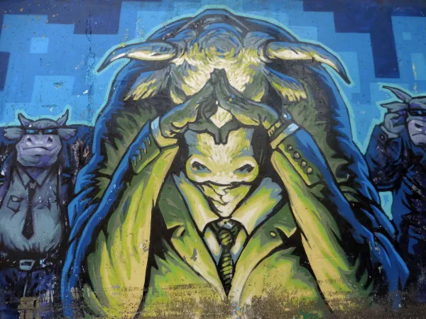 Art vache : fresque "Le Ruminhom"