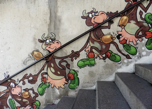 Art vache : fresque "Les vaches en BD"
