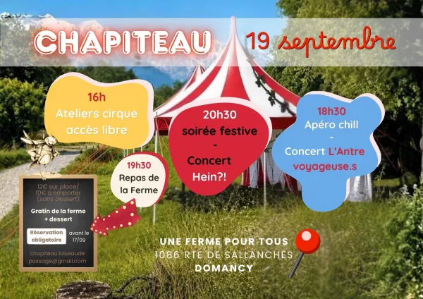 Soirée festive sous le chapiteau — Cirque, Repas et Concerts