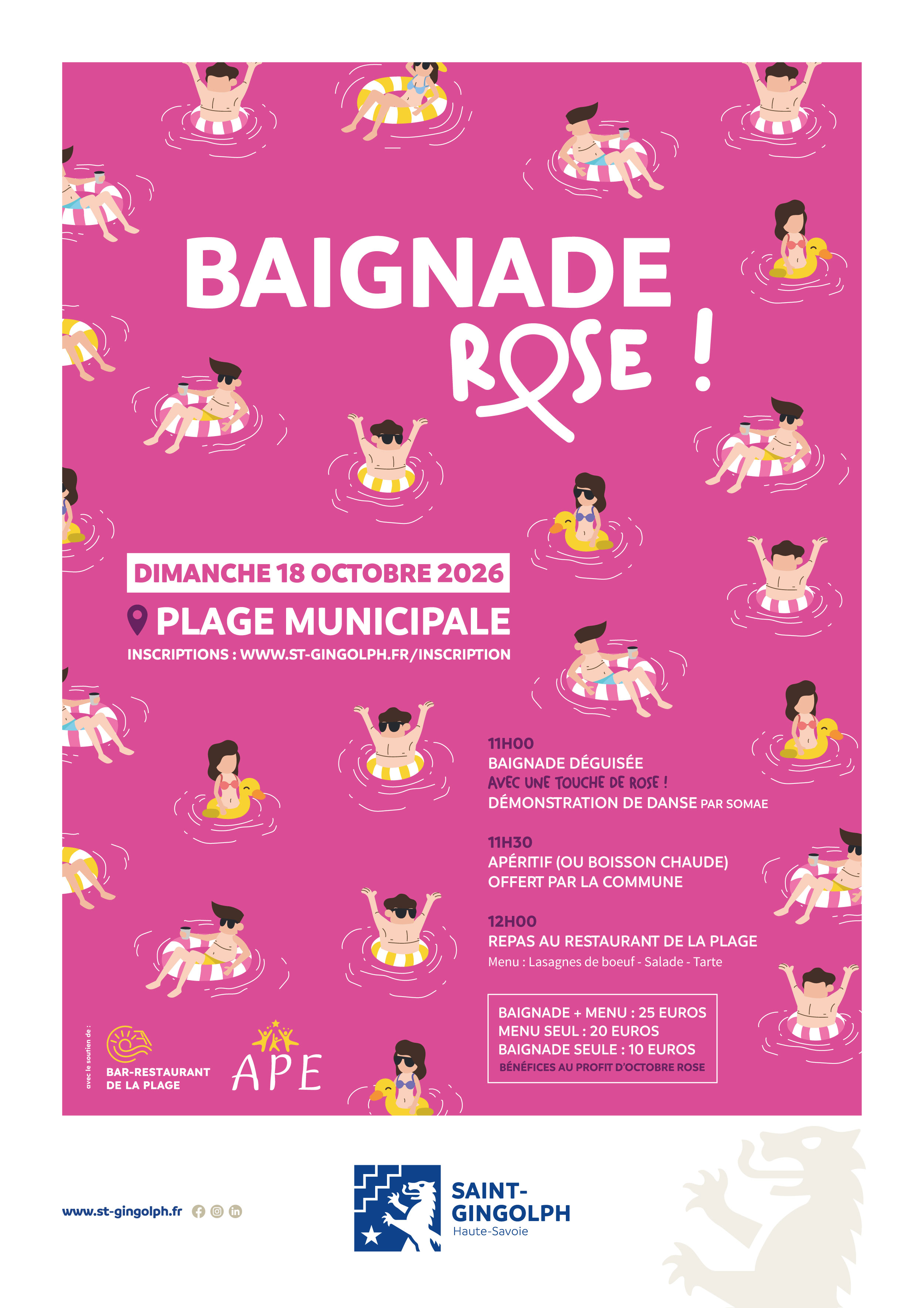Baignade Rose à Saint-Gingolph