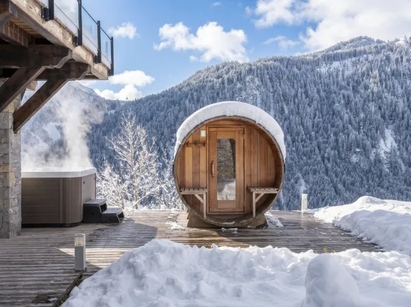 Chalet Le Whymper_sauna hiver extérieur