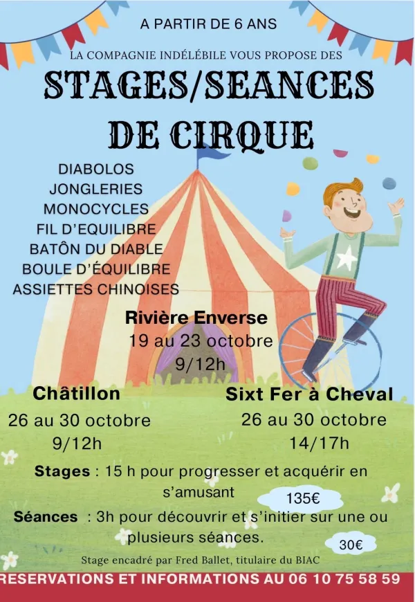 Stages / Séances de cirque - La Rivière - Enverse