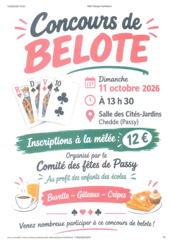 Concours de belote à la Salle des Cités Jardin