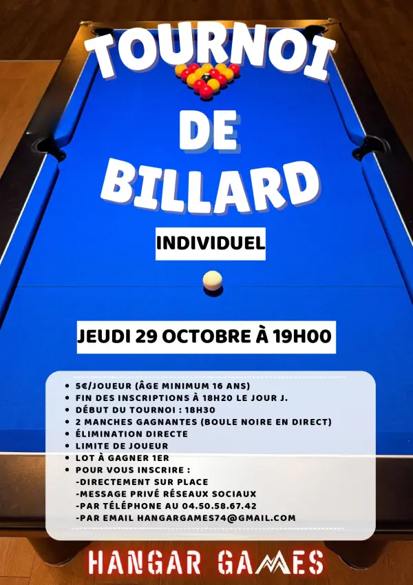 Tournoi de billard au Hangar Games
