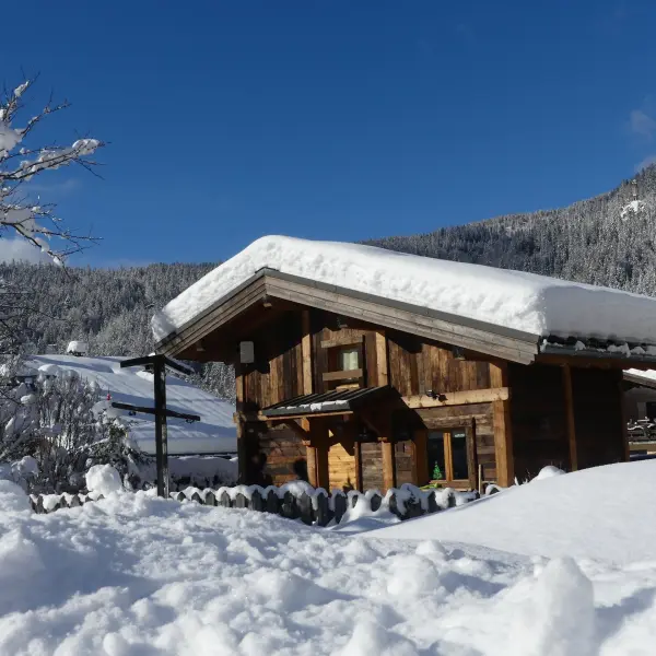 Chalet sous la neige