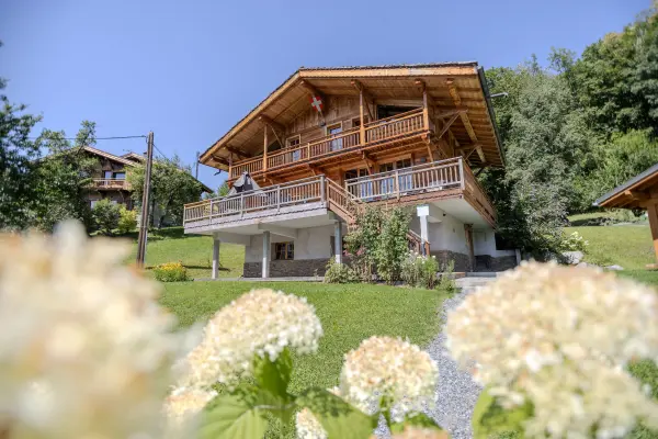 Vue du chalet depuis le jardin 