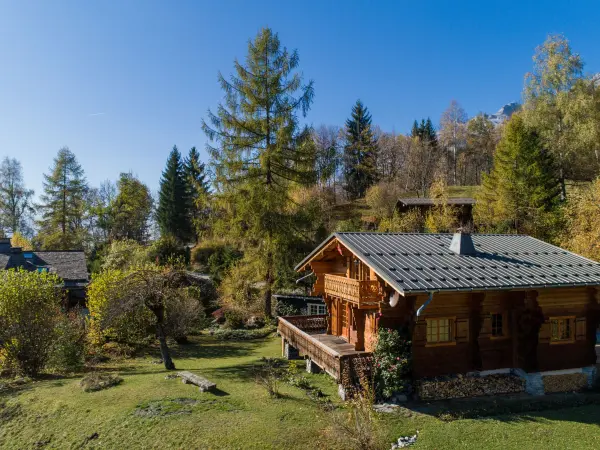 Vue sur le chalet depuis le jardin