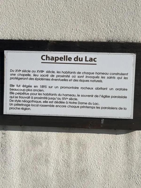 Histoire Chapelle Le lAc