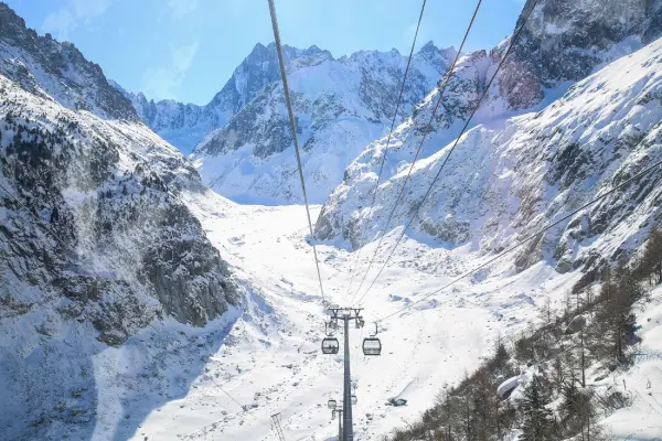 Télécabine avec vue sur la Mer de Glace