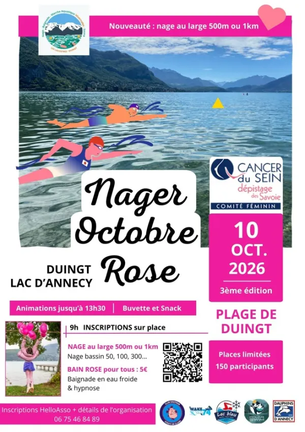 Le bain rose : nager pour octobre rose
