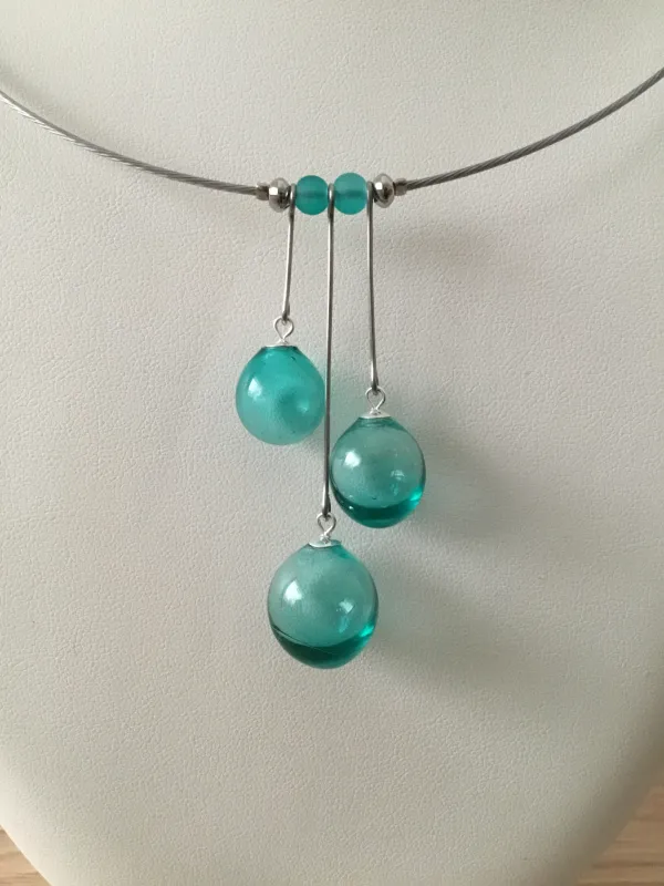 collier perles de verre turquoise